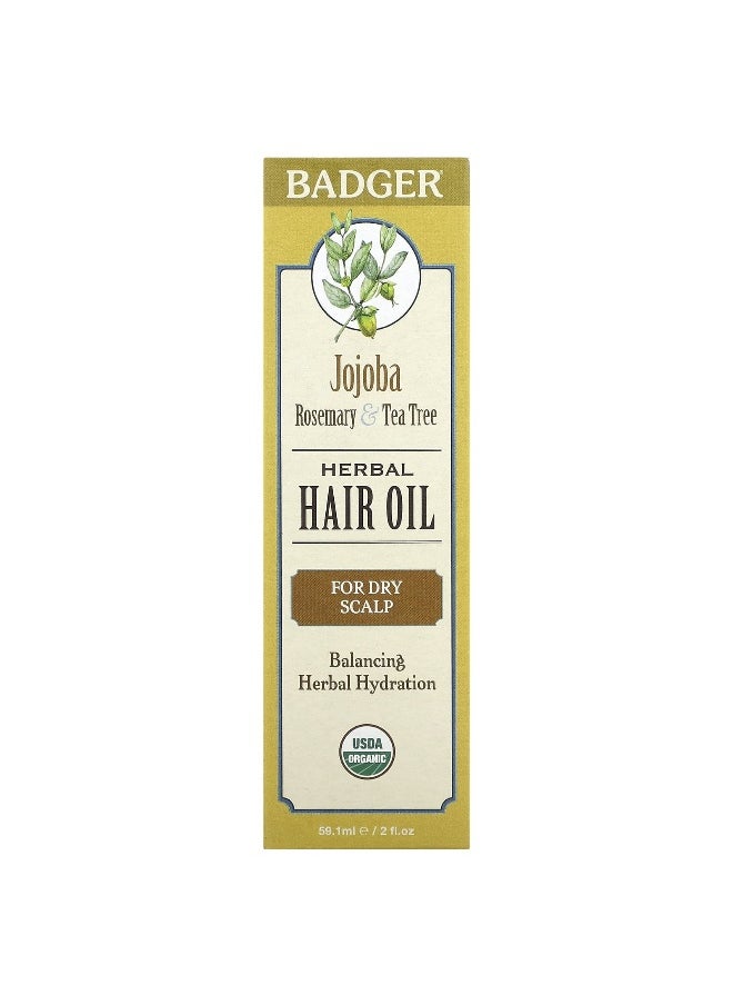 Badger, Herbal Hair Oil, Jojoba Rosemary & Tea Tree, 2 fl oz (59.1 ml)