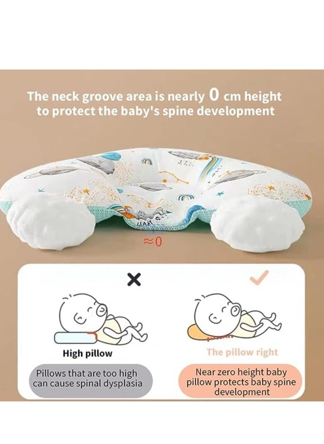 Newborn Pillow,Baby's Head Shaping Pillow, Sleep Shaping Pillow and Neck Support Baby Memory Foam Pillow With Adjustable Height Breathable for Sleeping Ergonomic Design Washable