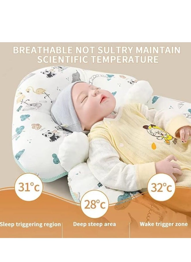 Newborn Pillow,Baby's Head Shaping Pillow, Sleep Shaping Pillow and Neck Support Baby Memory Foam Pillow With Adjustable Height Breathable for Sleeping Ergonomic Design Washable