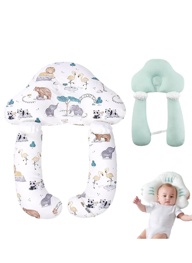 Newborn Pillow,Baby's Head Shaping Pillow, Sleep Shaping Pillow and Neck Support Baby Memory Foam Pillow With Adjustable Height Breathable for Sleeping Ergonomic Design Washable