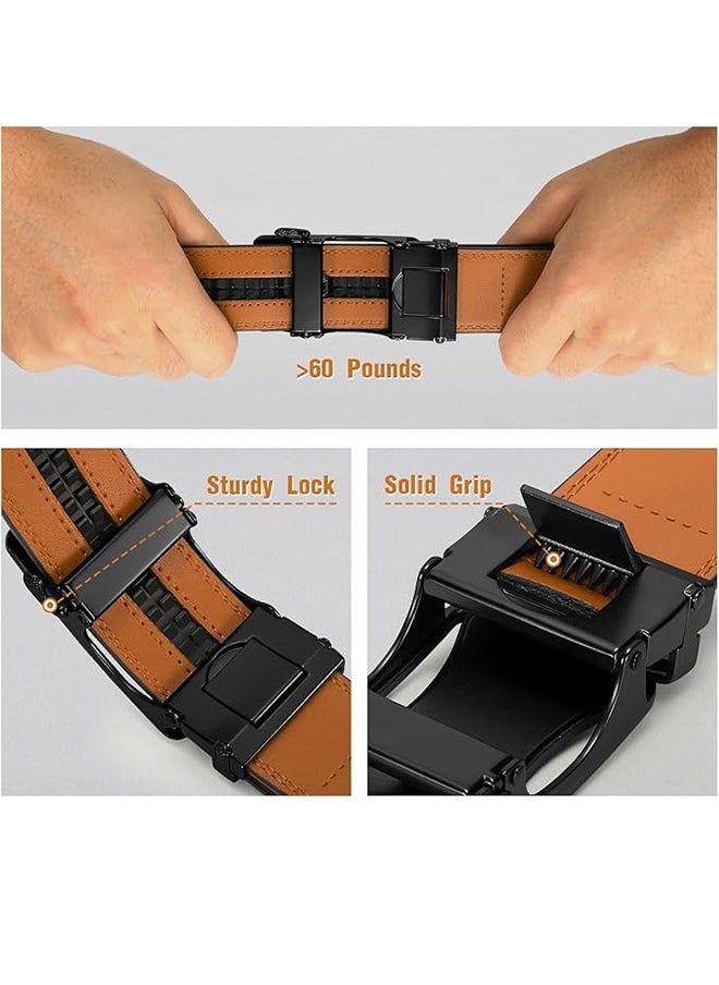 Men's Belt Leather Ratchet Belt For Casual Dress With Adjustable Automatic Buckle 1.75 Inch