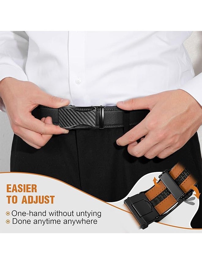 Men's Belt Leather Ratchet Belt For Casual Dress With Adjustable Automatic Buckle 1.75 Inch