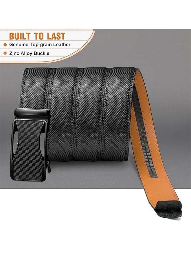 Men's Belt Leather Ratchet Belt For Casual Dress With Adjustable Automatic Buckle 1.75 Inch