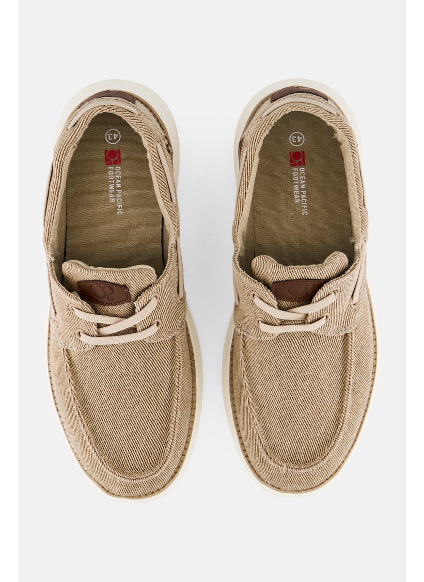 Men Canvas Lace Up Shoes, Dark Beige