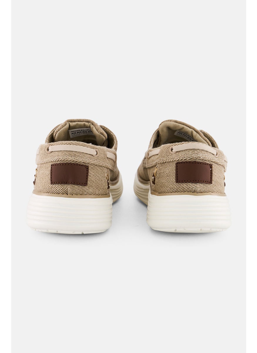 Men Canvas Lace Up Shoes, Dark Beige