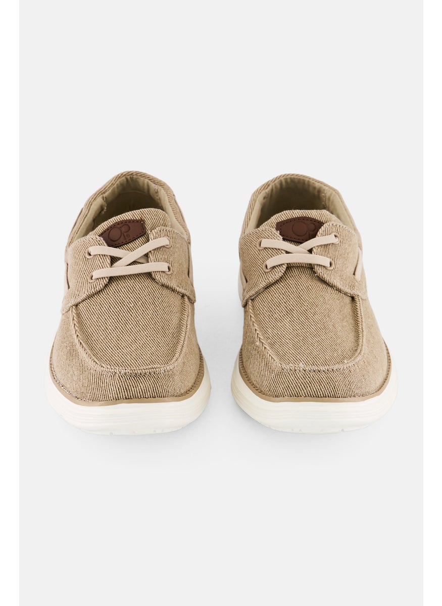 Men Canvas Lace Up Shoes, Dark Beige