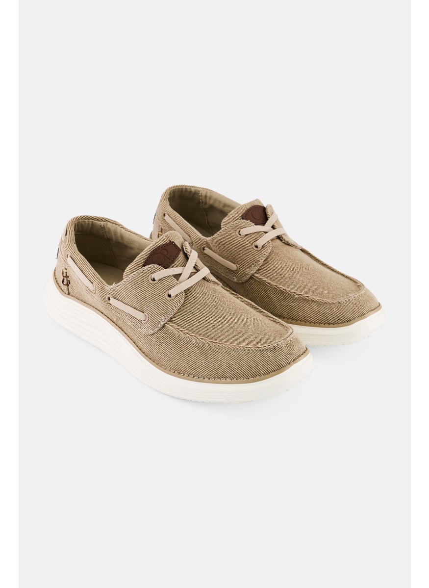 Men Canvas Lace Up Shoes, Dark Beige