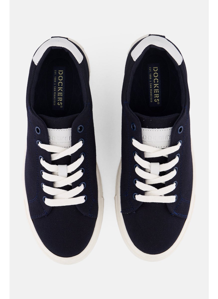 Men Lace Up Casual Shoes, Navy