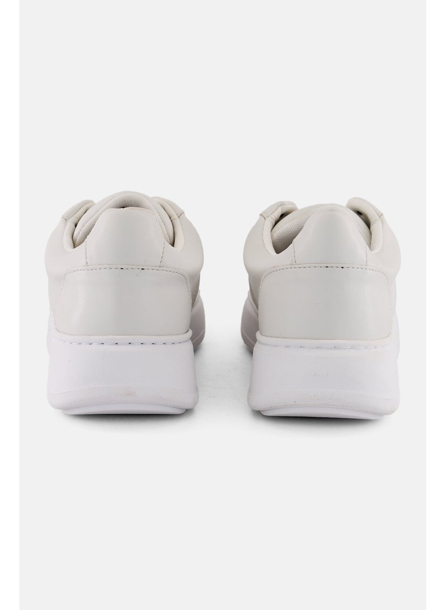 Men Lace Up Causal Sneakers, White