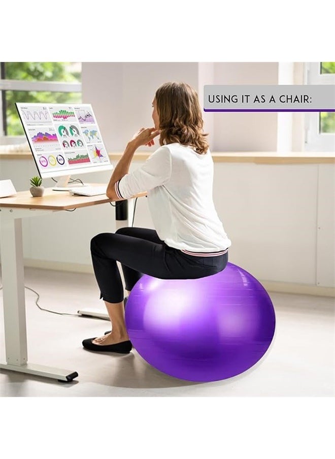 Exercise Ball, Explosion-Proof Yoga Balance Ball(25in /65cm) with Pump,Pregnancy, Balance & Physical Therapy, Fitness in Home/Gym