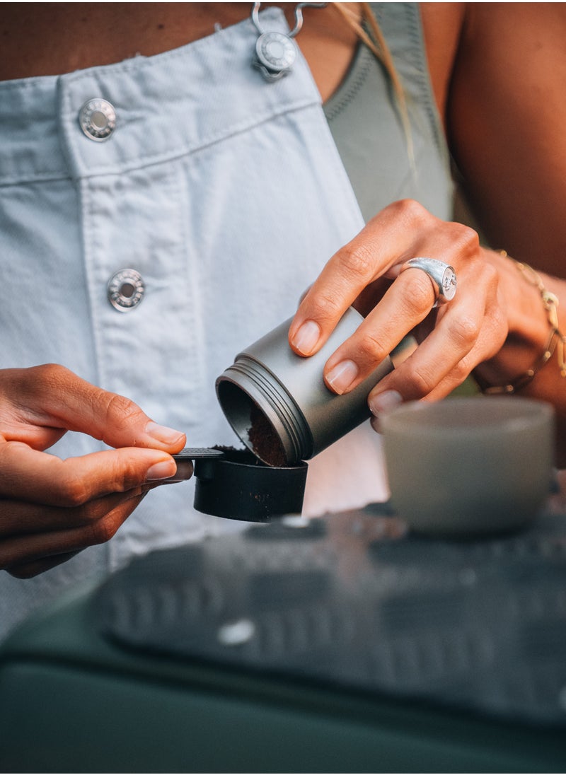 MINIPRESSO GR2 - Portable Espresso Machine for Ground Coffee, Eco-Friendly, Made Using Biomass, 18 Bar Powerful Extraction, Ultra Light Weight, Integrated Water Tank System