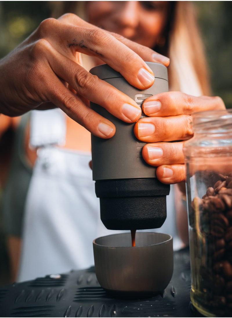 MINIPRESSO GR2 - Portable Espresso Machine for Ground Coffee, Eco-Friendly, Made Using Biomass, 18 Bar Powerful Extraction, Ultra Light Weight, Integrated Water Tank System