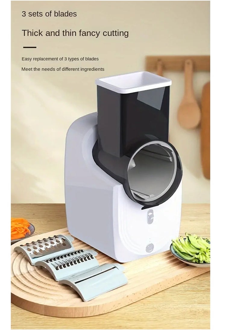 Electric Mandoliner Slicer Multifunctional Kitchen Vegetable Cutter with 3 Stainless Steel Blades