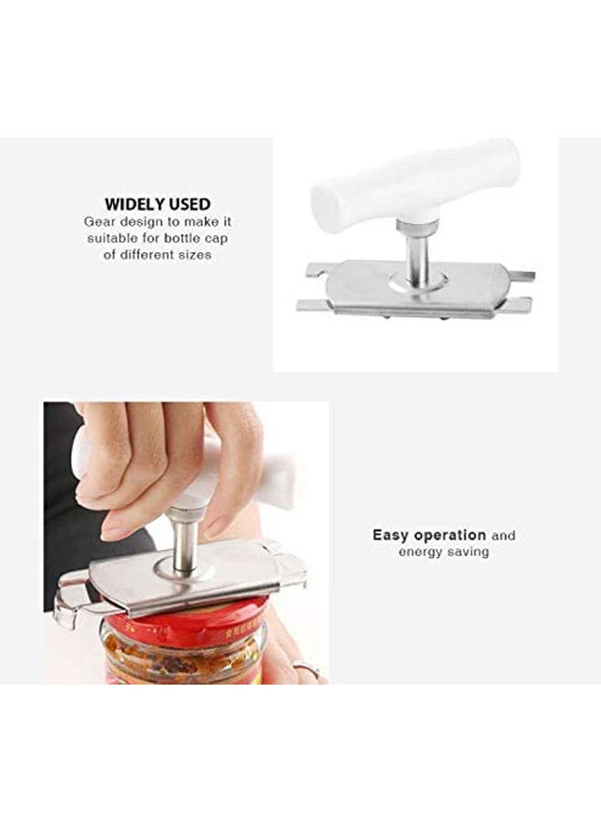 Stainless Steel Adjustable Can Opener Silver/White 10x20x10cm