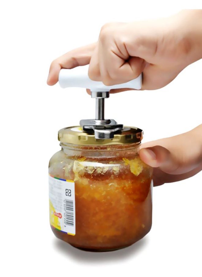 Stainless Steel Adjustable Can Opener Silver/White 10x20x10cm