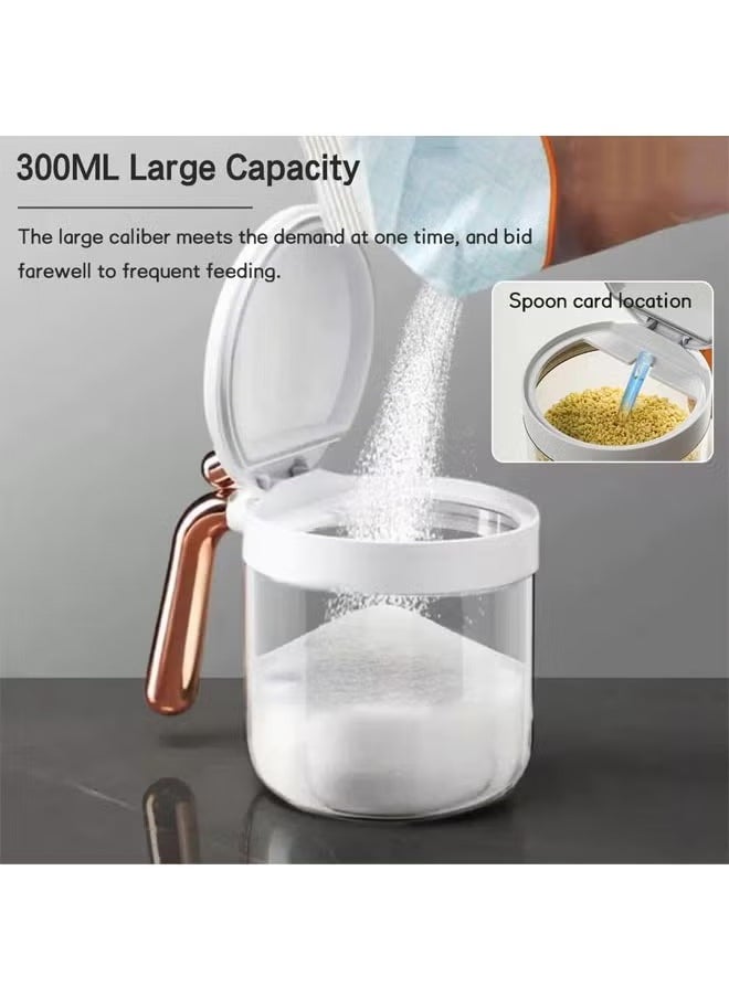 Spices Container Set, Seasoning Containers with Spoon, Wall-Mounted Salt Sugar Container Set, One-Piece Multi-Grid Spice Storage Containers, Transparent Seasoning Box, for Salt, Pepper, Sugar