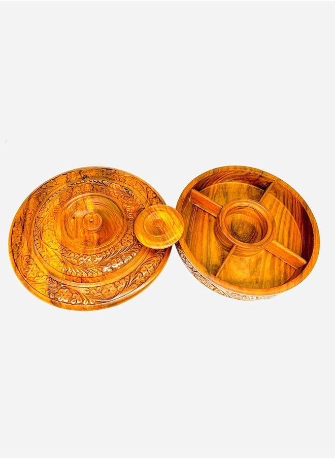 Wooden Handmade Masala Box | 8-Inch Traditional Spice Organizer | Handcrafted Kitchen Storage Container