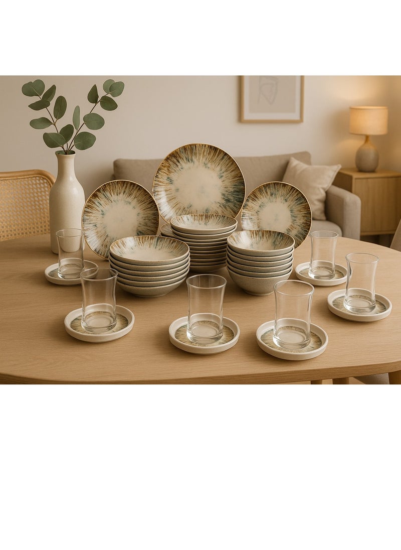 36-Pieces Luxury Turkish Porcelain Dinnerware – Complete Set for 6 Persons