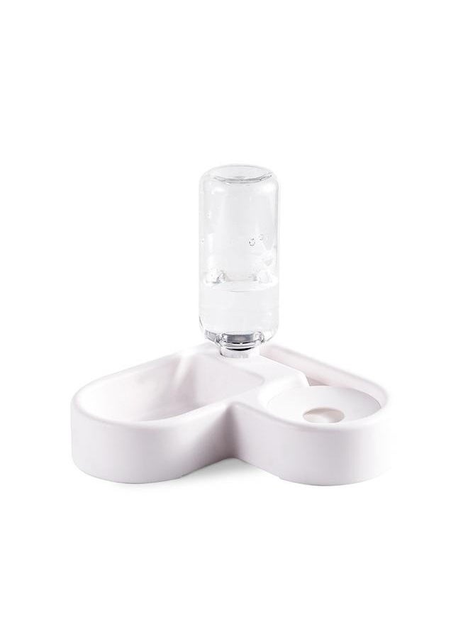 Multifunctional Cat Bowl White Double Dog Cat Bowls - Pets Water and Food Bowl Set with Automatic Water Bottle, Raised Pet Feeder Bowl for Cats and Small Dogs