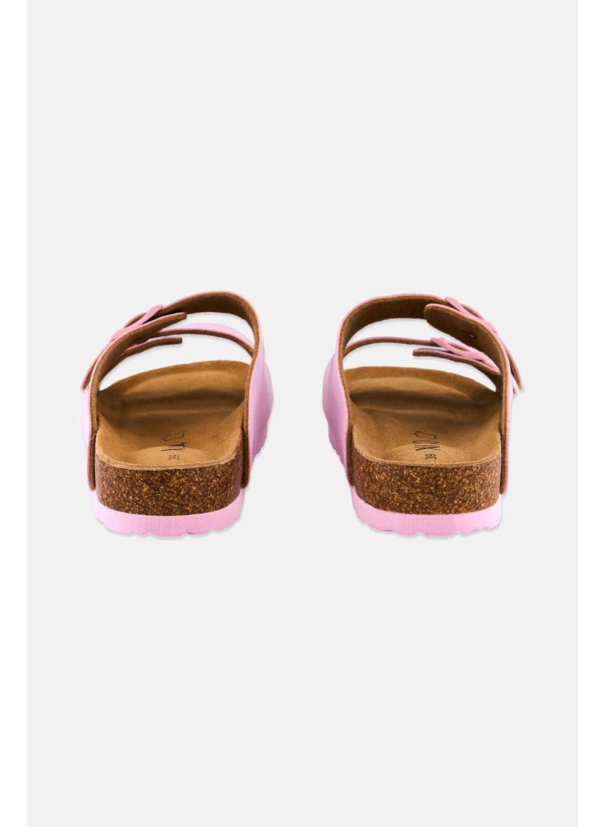 Women Slip On Cork Sandals, Baby Pink
