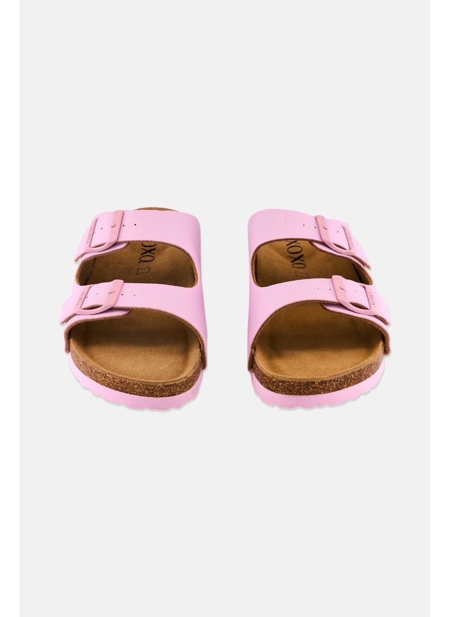 Women Slip On Cork Sandals, Baby Pink