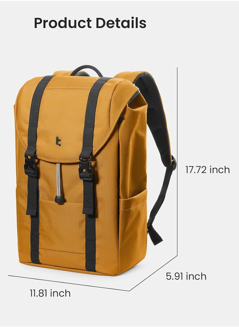 VintPack-TA1 Flap Laptop Backpack, Lightweight, Water-Resistant Travel Casual Daypack, Slim Durable Work-pack Rucksack for 13-16 Inch MacBook Laptop, Large Capacity, Eco-Friendly Backpack 22L