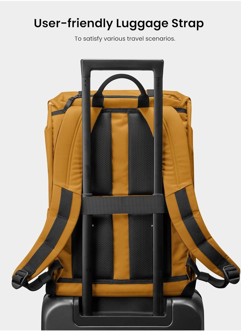 VintPack-TA1 Flap Laptop Backpack, Lightweight, Water-Resistant Travel Casual Daypack, Slim Durable Work-pack Rucksack for 13-16 Inch MacBook Laptop, Large Capacity, Eco-Friendly Backpack 22L