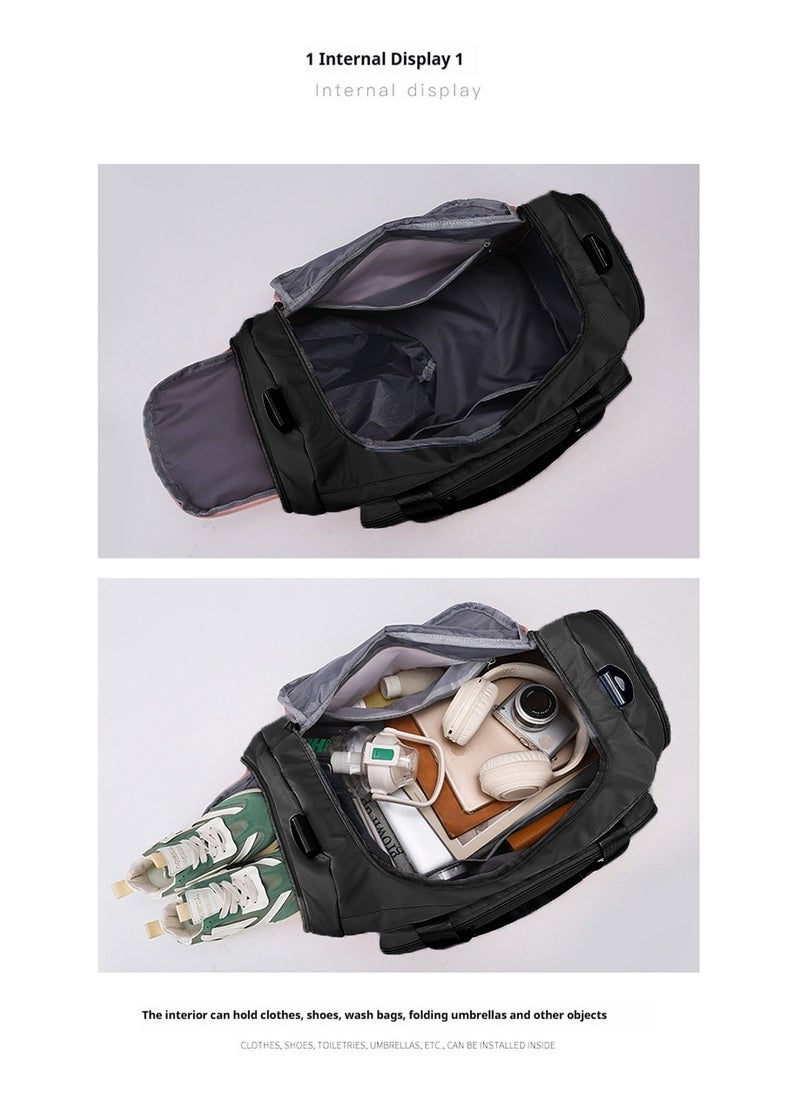Large Capacity Sports Duffel Bag with Wet-Dry Compartments & Shoe Pocket - Waterproof Gym Bag for Swimming/Travel