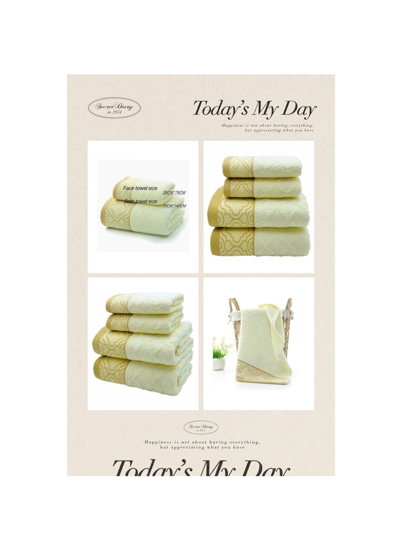 Soft and absorbent cotton thickened and quick drying luxury hotel bath towel set size 70 * 140cm environmentally friendly and durable bathroom daily home spa sports and travel (beige)
