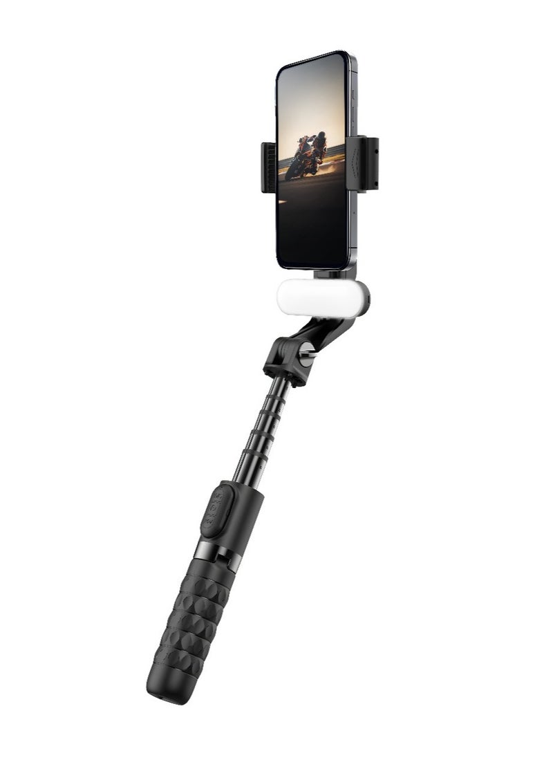 QuadBase Gimbal Stabilizer Tripod with Detachable Light & Multi Modes / Remote Control Included / 400 mAh Rechargeable Battery / Intelligent Stabilization / 5.2 Bluetooth Version / 4 Hours Working Time - Black
