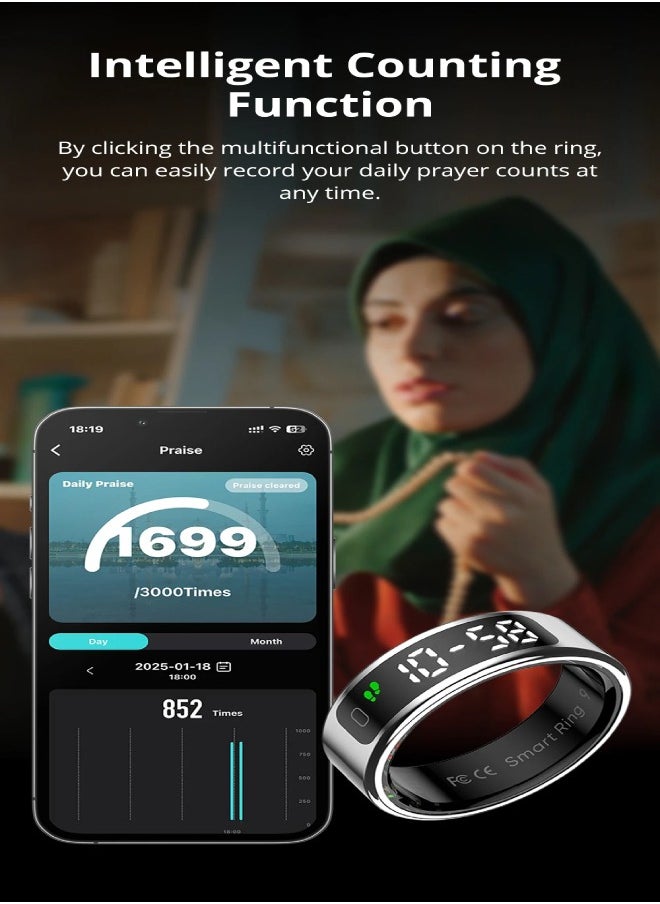 COLMI R12 Smart Ring with Display Screen and Touch, Health Manager, Wireless Charging, 5 ATM Waterproof For Men Women
