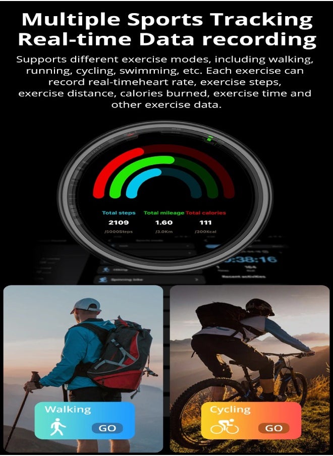COLMI R12 Smart Ring with Display Screen and Touch, Health Manager, Wireless Charging, 5 ATM Waterproof For Men Women