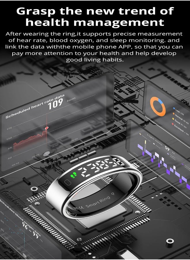 COLMI R12 Smart Ring with Display Screen and Touch, Health Manager, Wireless Charging, 5 ATM Waterproof For Men Women