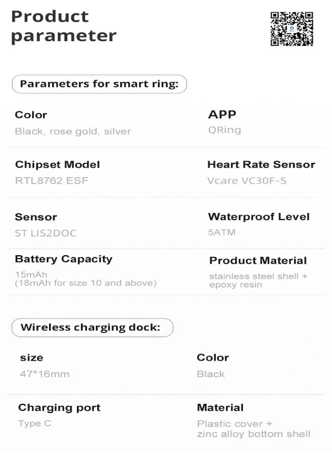 COLMI R12 Smart Ring with Display Screen and Touch, Health Manager, Wireless Charging, 5 ATM Waterproof For Men Women