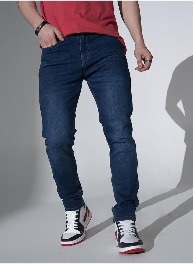 Navy Blue Regular Fit Jeans Solid design crafted from 100% Cotton with Button closure.