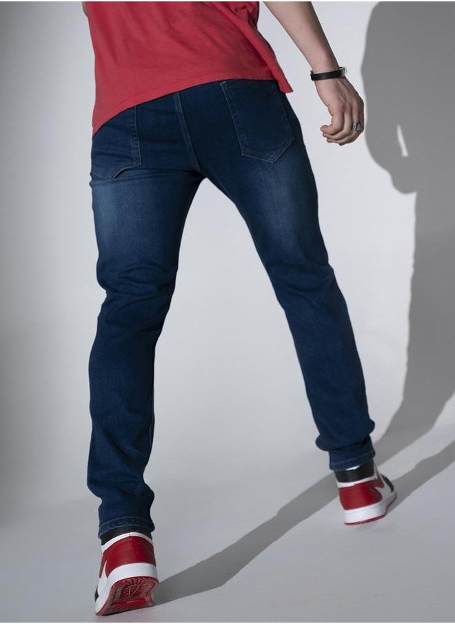 Navy Blue Regular Fit Jeans Solid design crafted from 100% Cotton with Button closure.