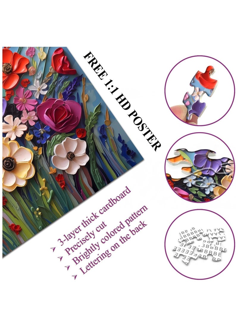 Adult 1000-Piece Spring Garden Colorful Floral Puzzle | Plant Art Decorative Brain Teaser for Relaxation