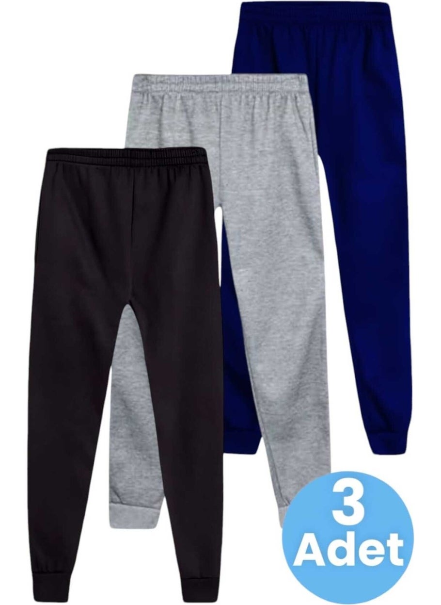 Kids Elastic Waist Jogger Tracksuit Bottoms 3 Piece Set