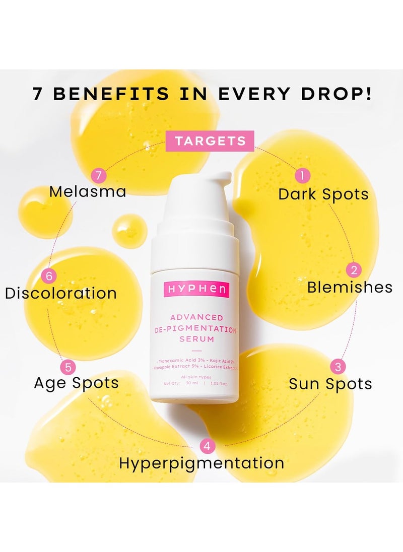Advanced De-Pigmentation Serum For Hyperpigmentation, Melasma, Dark Spots & Scars With 2% Kojic Acid | Visibly Brightens & Even Tones Skin - 30ml