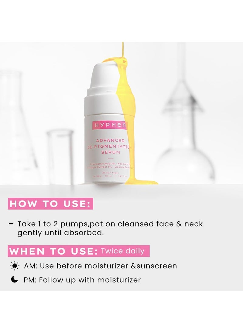 Advanced De-Pigmentation Serum For Hyperpigmentation, Melasma, Dark Spots & Scars With 2% Kojic Acid | Visibly Brightens & Even Tones Skin - 30ml