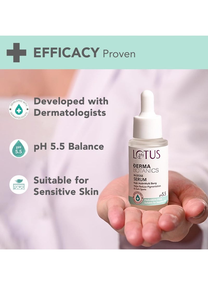 dermabotanics kojic acid multi berry hi dose serum reduces pigmentation dark spots calms redness dermatologist made non irritating ph 5 point 5 for sensitive skin 28ml