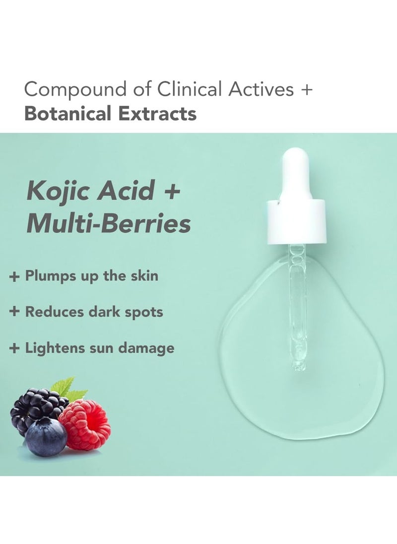 dermabotanics kojic acid multi berry hi dose serum reduces pigmentation dark spots calms redness dermatologist made non irritating ph 5 point 5 for sensitive skin 28ml