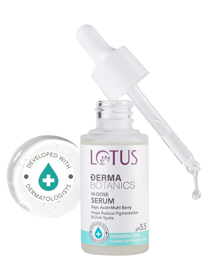 dermabotanics kojic acid multi berry hi dose serum reduces pigmentation dark spots calms redness dermatologist made non irritating ph 5 point 5 for sensitive skin 28ml