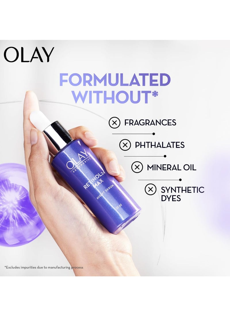 Retinol24 Max Night Serum l Visibly Reduces Fine Lines in 7 Nights | Max Repair, Max Hydration l No Redness or Irritation | Fragrance Free l Normal, Oily, Dry and Combination Skin l 30ml