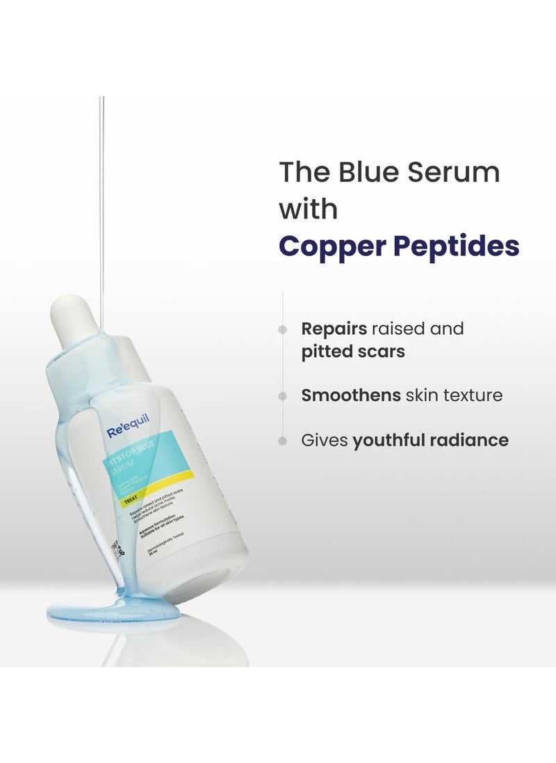 Pitstop Blue Copper Peptide Serum, Repairs Acne Scars & Pitted Marks, Evens Skin Tone & Reduces Blemishes, For All Skin Types, 25 Ml