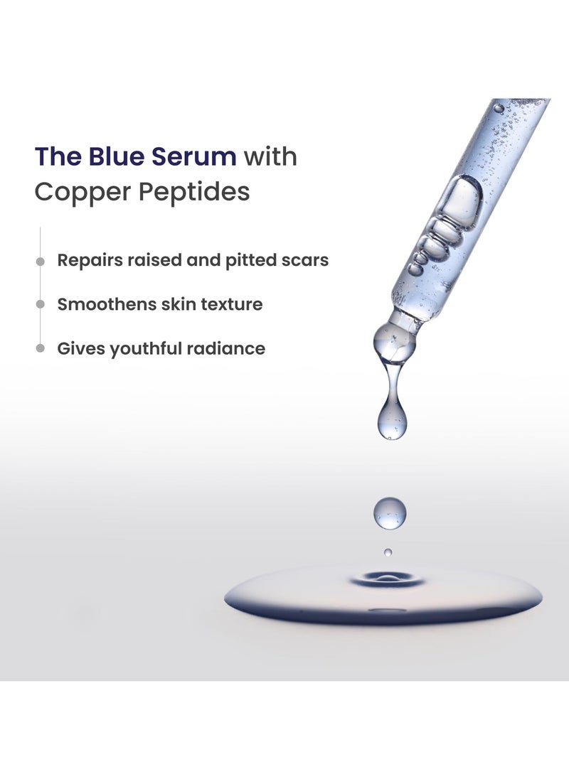 Pitstop Blue Copper Peptide Serum, Repairs Acne Scars & Pitted Marks, Evens Skin Tone & Reduces Blemishes, For All Skin Types, 25 Ml