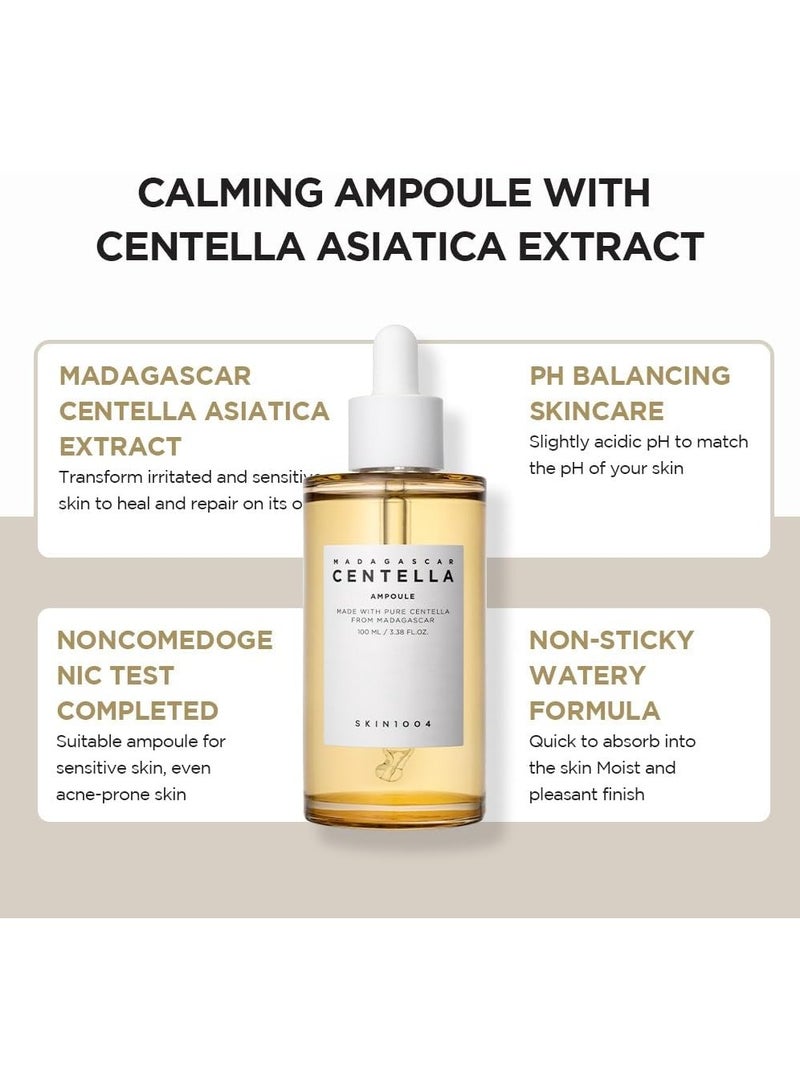 Madagascar Centella Ampoule 100ml - Soothing and Hydrating Ampoule with Centella Asiatica Extract - Calming Serum for Sensitive Skin - Lightweight and Fast-Absorbing Formula 100mlml