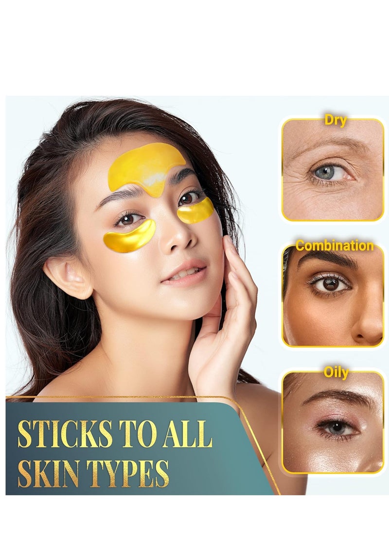 Forehead and Under Eye Wrinkle Patches for Face - Collagen, Hyaluronic Acid and Vitamin A Skin Pads - Forehead Line Remover Wrinkle Eye Patch Set - 26 Golden Sachets