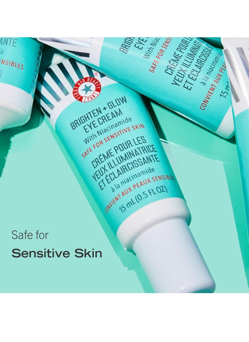 First Aid Beauty - Brighten + Glow Eye Cream with Niacinamide, Gives Skin an Instant Glow and Hydrates to Gradually Brighten & Help Reduce Appearance of Dark Circles, Safe for Sensitive Skin, 0.5 oz