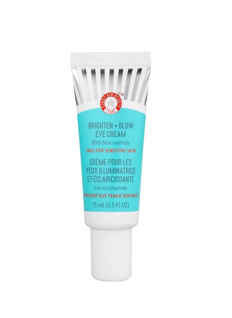 First Aid Beauty - Brighten + Glow Eye Cream with Niacinamide, Gives Skin an Instant Glow and Hydrates to Gradually Brighten & Help Reduce Appearance of Dark Circles, Safe for Sensitive Skin, 0.5 oz